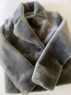 FAZ Plush Faux Fur Jacket - Light Gray -Sold out ! NWT